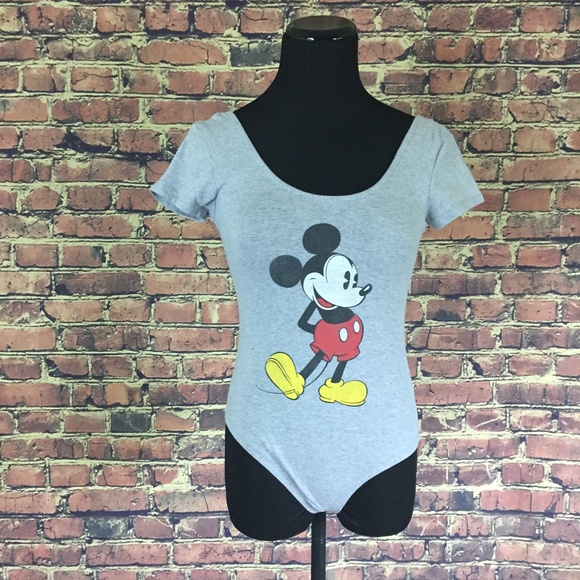 Disney Mickey Mouse Gray Bodysuit Shirt - Picture 1 of 3